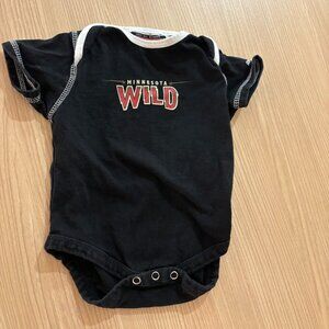 Minnesota Wild Bodysuit 6-9 Months Black Short Sleeve NHL 100% Cotton Reebok